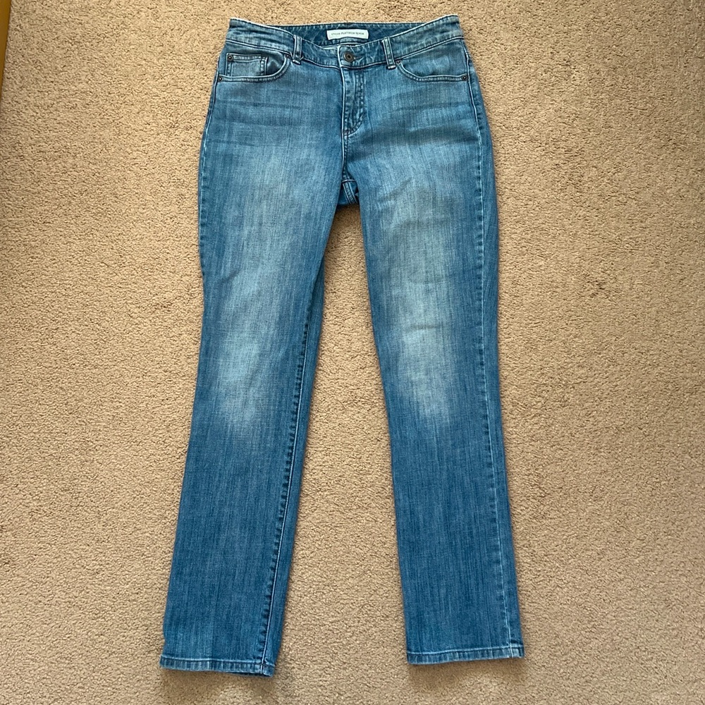 Chico's Platinum Denim Jeans Blue Size 0.5 Regular Cotton Pockets 31.5" Inseam